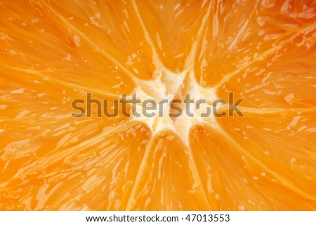 Macro shot of a half cut orange. Perfect as organic background.
