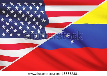 USA and Venezuelan flag. Part of a series.