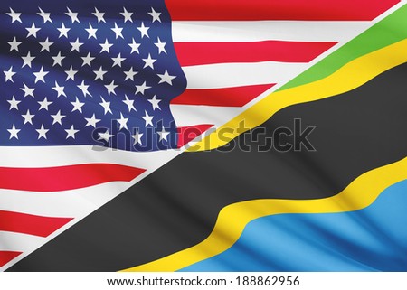 USA and Tanzanian flag. Part of a series.