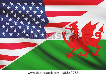 USA and Welsh flag. Part of a series.