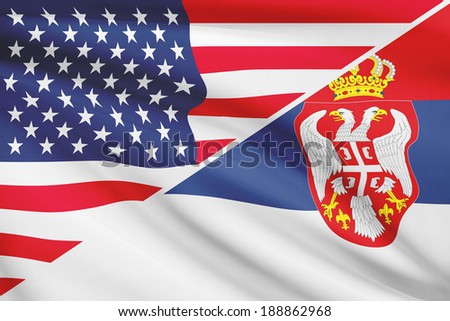 USA and Serbian flag. Part of a series.