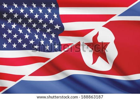 USA and North Korean flag. Part of a series.