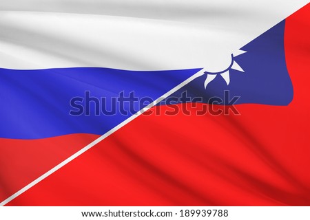 Flags of Russia and Republic of China - Taiwan - blowing in the wind. Part of a series.