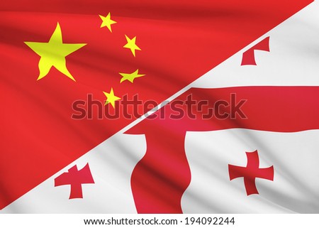 Flags of China and State of Georgia blowing in the wind. Part of a series.