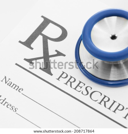 Stethoscope over blank medical prescription form - 1 to 1 ratio