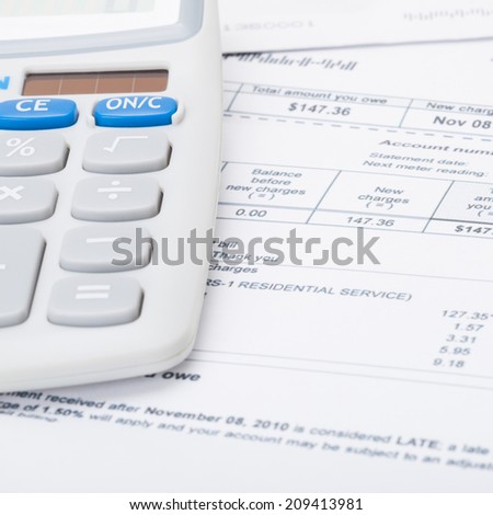 Utility bill and calculator - 1 to 1 ratio