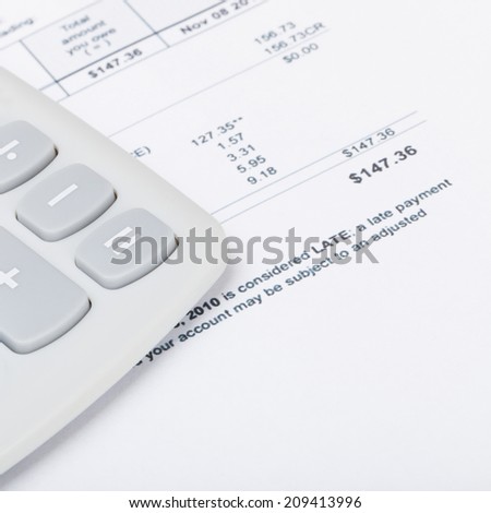 Utility bill with calculator - 1 to 1 ratio