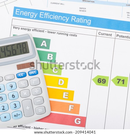 Calculator with utility bill and energy efficiency chart - 1 to 1 ratio