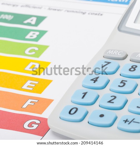 Calculator with energy efficiency chart - 1 to 1 ratio