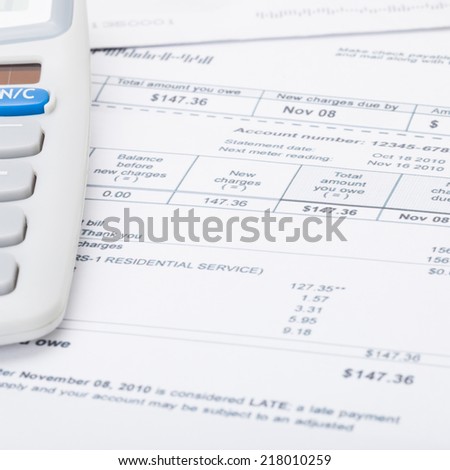 Utility bill and calculator - 1 to 1 ratio