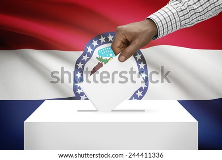 Voting concept - Ballot box with US state flag on background - Missouri