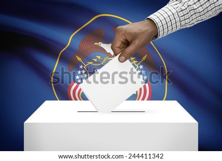 Voting concept - Ballot box with US state flag on background - Utah