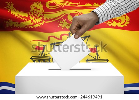 Voting concept - Ballot box with Canadian province flag on background - New Brunswick