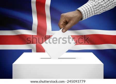 Ballot box with national flag on background - Iceland