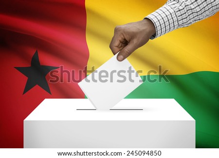 Ballot box with national flag on background - Guinea-Bissau