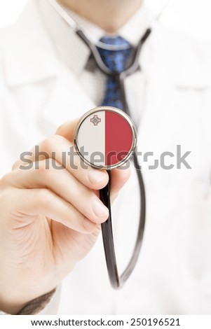 National flag on stethoscope conceptual series - Malta