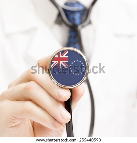 National flag on stethoscope conceptual series - Cook Islands