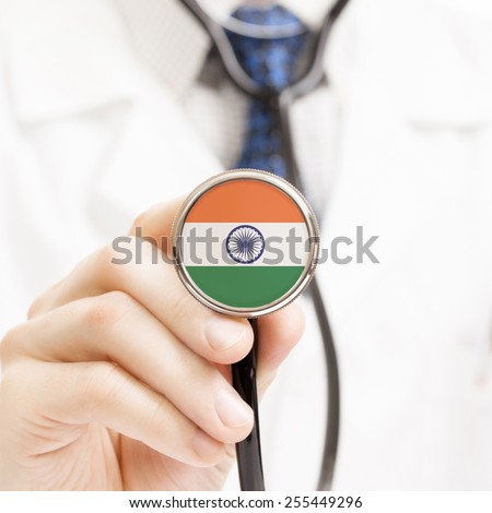 National flag on stethoscope conceptual series - India