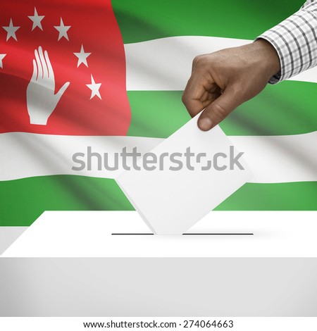 Ballot box with flag on background - Abkhazia