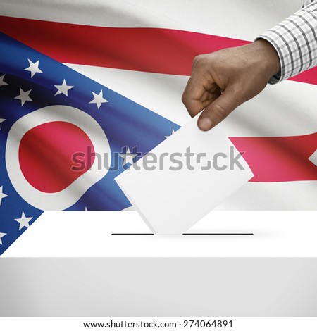 Ballot box with US state flag on background - Ohio