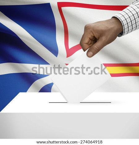 Ballot box with Canadian province flag on background - Newfoundland and Labrador
