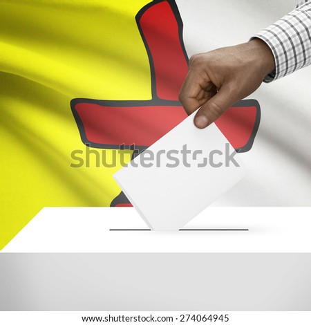 Ballot box with Canadian province flag on background - Nunavut