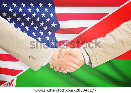 Businessmen shaking hands - United States and Belarus