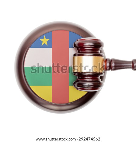 National legal system concept with flag on sound block  - Central African Republic
