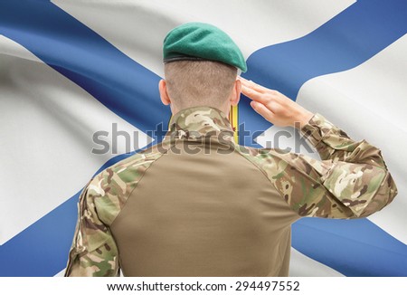Soldier saluting to Canadian province flag series - Nova Scotia