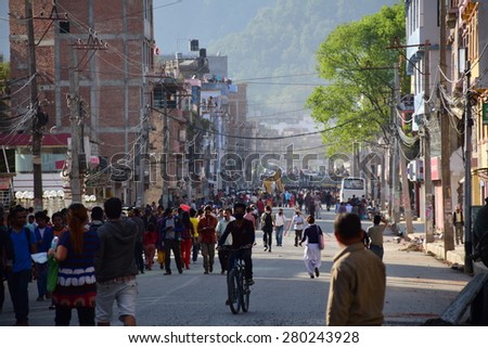 Kathmandu Napal - May 12 2015 : Panic people after earthquake disaster