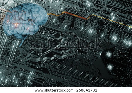 artificial intelligence, futuristic and communication, brain and computer-part