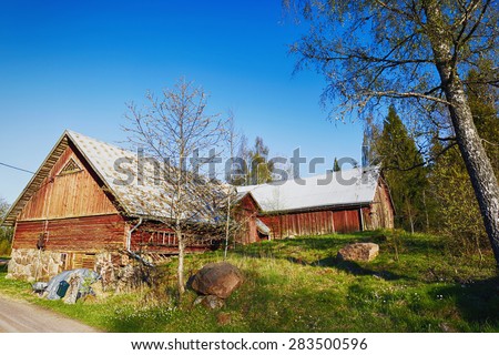 old 16th century farm house in old culture surroundings, Sweden