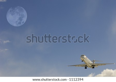 airplane and moon