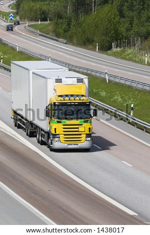 close-up of lorry, truck on highway