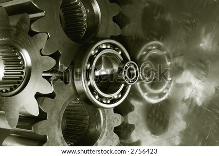 large gear-machinery with mirror-effect in titanium ( duplex-effect )