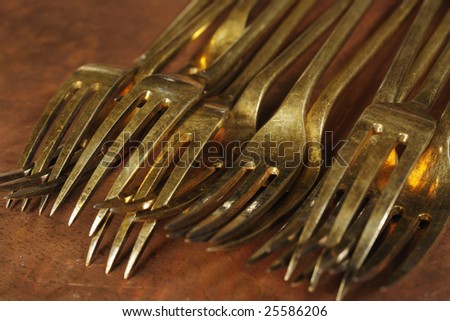 antique old gold forks, 17th centuary cutlery