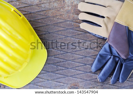 Protection equipment. Safety gear kit, copy space