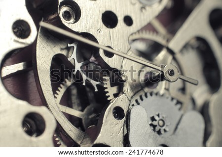 Watch mechanism macro shot