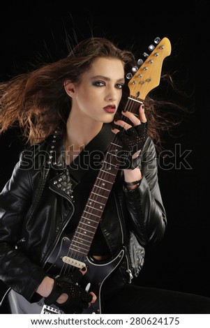 Rock star and her electric guitar