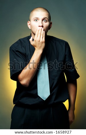 A businessman doing hands gesture