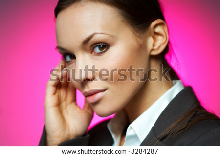 Beautiful and sexy brunette business woman isolated on clear background