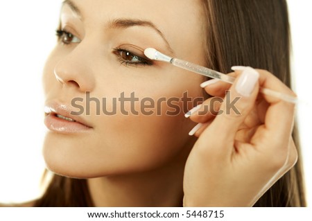 Portrait of Beautiful and sexy woman doing daily morning routines (the make up series)