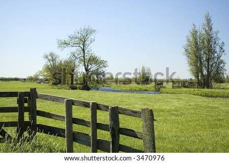 Country fence with grassland in the back on a nice sunny day.