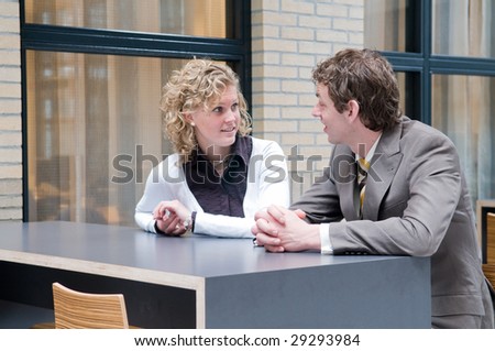 Two business people  having a business meeting