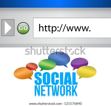 browser window shows a social network of people connected