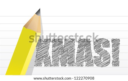 xmas written in black on a notepad paper illustration design
