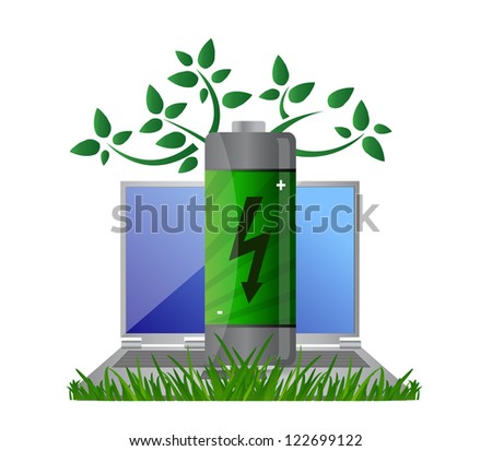 Green energy and notebook illustration design concept