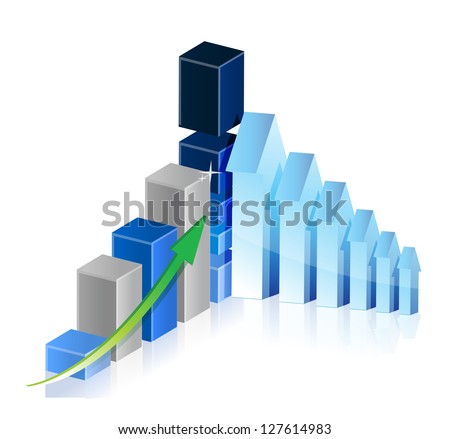 Business Graph with arrows showing profits and gains illustration