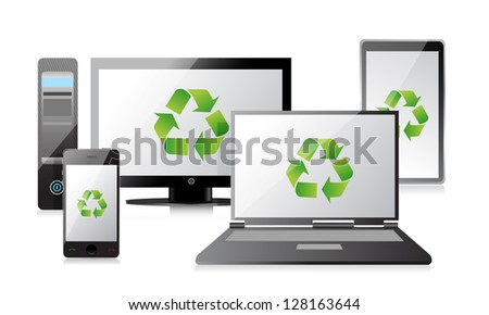recycle Computer, Laptop Tablet and Phone and router illustration design