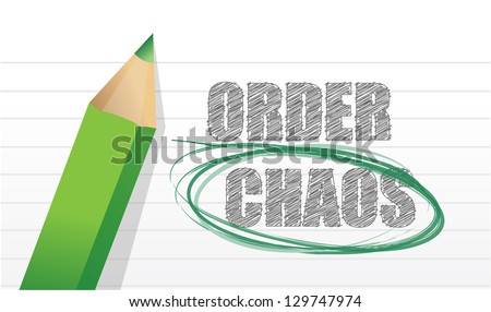 selecting between order and chaos illustration design over white